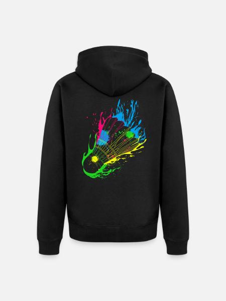 Badminton Splash Federball - Unisex Premium Bio Zip Hoodie - Schwarz
