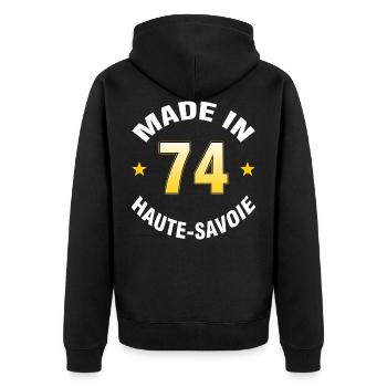 Haute-Savoie - Unisex Premium Bio Zip Hoodie - Schwarz - Hinten - Nico (187cm)