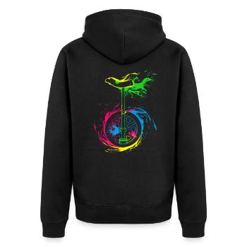 Splash Unicycle - Unisex Premium Organic Zip Hoodie - black - Back - Nico (187cm)