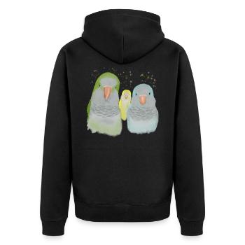 Famille de perruches moines - Veste à capuche bio Premium Unisexe - noir - Dos - Nico (187cm)