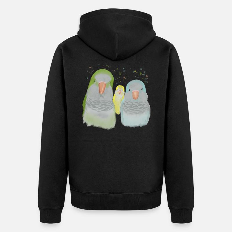 Famille de perruches moines - Veste à capuche bio Premium Unisexe - noir