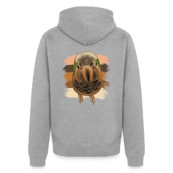 Curieux rétro fouetticheur - Veste à capuche bio Premium Unisexe - gris chiné - Dos - Nico (187cm)