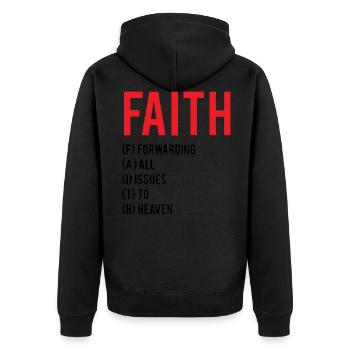 FAITH - Unisex Premium Organic Zip Hoodie - black - Back - Nico (187cm)
