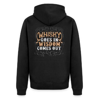 Whiskey Whisky Scotch Single Malt Bourbon Geschenk - Unisex Premium Bio Zip Hoodie - Schwarz - Hinten - Nico (187cm)