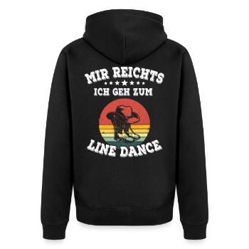 Linedance Line dance Spruch Mir reichts - Unisex Premium Bio Zip Hoodie - Schwarz - Hinten - Nico (187cm)