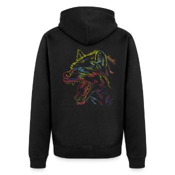 Colorful Strokes Hyena - Unisex Premium Organic Zip Hoodie - black - Back - Nico (187cm)