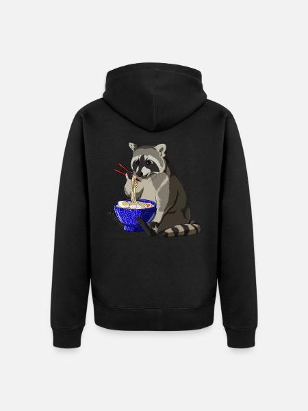 Racoon Ramen - Unisex Premium Organic Zip Hoodie - black