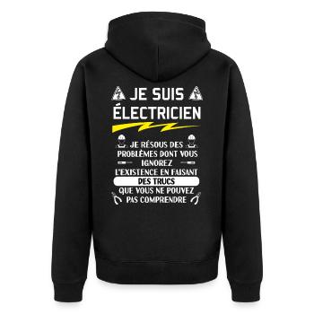 tee shirt humour électricien - Veste à capuche bio Premium Unisexe - noir - Dos - Nico (187cm)