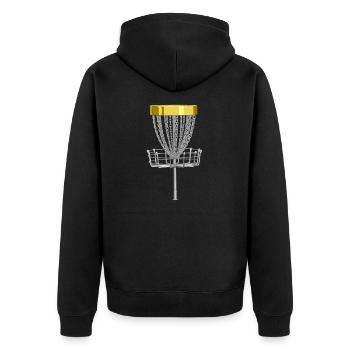 Disc Golf - Unisex Premium Bio Zip Hoodie - Schwarz - Hinten - Nico (187cm)