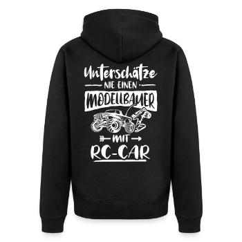 Modellbauer RC Unterschaetze Mann - Unisex Premium Bio Zip Hoodie - Schwarz - Hinten - Nico (187cm)