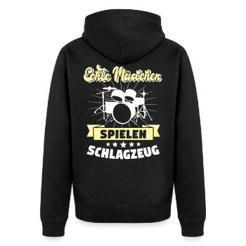 Schlagzeugerin Echte Mädchen Drummerin Geschenk - Unisex Premium Bio Zip Hoodie - Schwarz - Hinten - Nico (187cm)