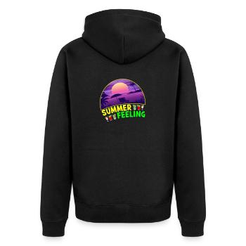 Summer Feeling Sommer Strand Meer Sonnenuntergang - Unisex Premium Bio Zip Hoodie - Schwarz - Hinten - Nico (187cm)