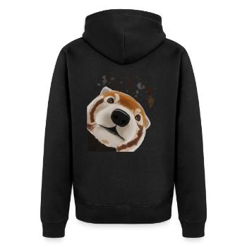Panda rouge curieux - Veste à capuche bio Premium Unisexe - noir - Dos - Nico (187cm)