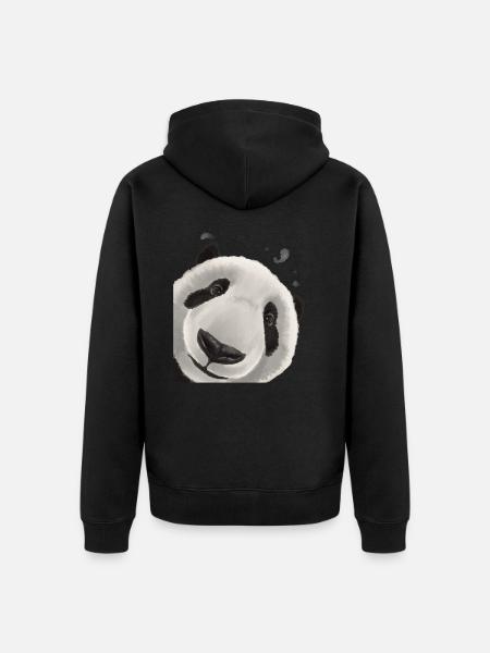 Curious Panda - Unisex Premium Organic Zip Hoodie - black
