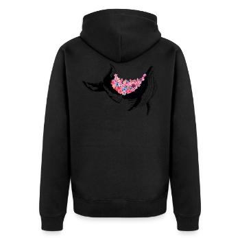 Baleine avec des fleurs - Veste à capuche bio Premium Unisexe - noir - Dos - Nico (187cm)