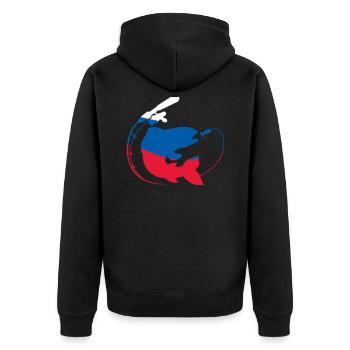 Russland Russischer Fischer - Unisex Premium Bio Zip Hoodie - Schwarz - Hinten - Nico (187cm)