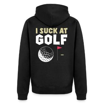 Golf Golfschläger Golfer Golfspieler Geschenk - Unisex Premium Bio Zip Hoodie - Schwarz - Hinten - Nico (187cm)