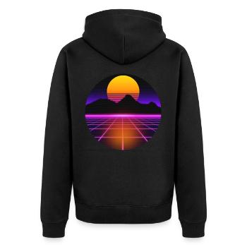 80s outrun vaporwave synthwave retro style - Unisex Premium Organic Zip Hoodie - black - Back - Nico (187cm)