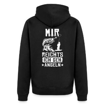 Mir Reichts Ich Geh Angeln Angler Geschenk - Unisex Premium Bio Zip Hoodie - Schwarz - Hinten - Nico (187cm)