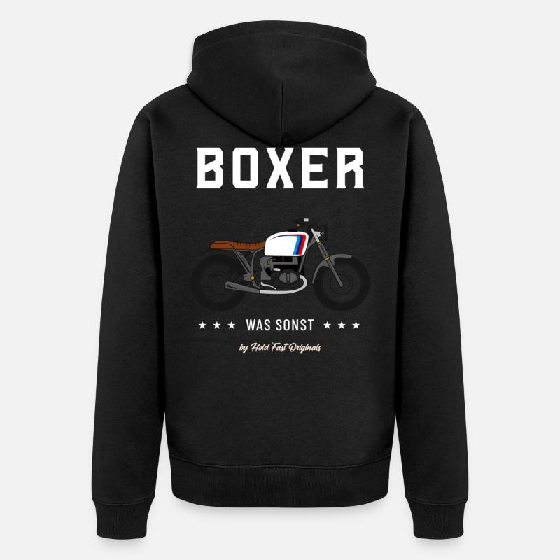Boxer was sonst - Unisex Premium Bio Zip Hoodie - Schwarz