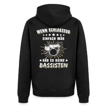 Schlagzeug Schlagzeuger Drummer Band - Unisex Premium Bio Zip Hoodie - Schwarz - Hinten - Nico (187cm)