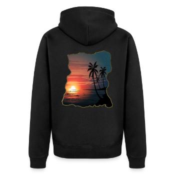 Sunset Palm Sea Beach Holiday South Seas - Unisex Premium Organic Zip Hoodie - black - Back - Nico (187cm)
