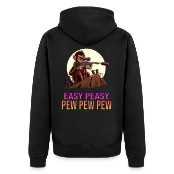 Fusil de précision Easy Peasy Pew Pew Pew Monkey - Veste à capuche bio Premium Unisexe - noir - Dos - Nico (187cm)