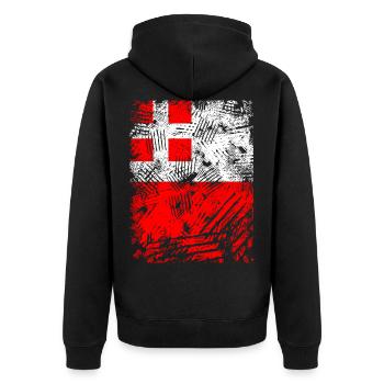 Utrecht - Unisex Premium Bio Zip Hoodie - Schwarz - Hinten - Nico (187cm)