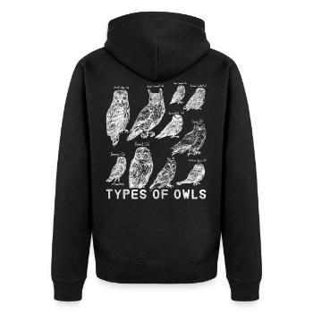 Eule Raubvogel - Unisex Premium Bio Zip Hoodie - Schwarz - Hinten - Nico (187cm)
