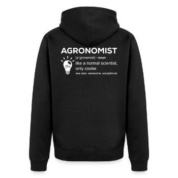 Agronom Landwirt Agrarwissenschaftler Lustig - Unisex Premium Bio Zip Hoodie - Schwarz - Hinten - Nico (187cm)