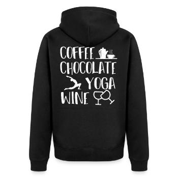 Coffee Chocolate Yoga Wine - wine - Unisex Premium Organic Zip Hoodie - black - Back - Nico (187cm)
