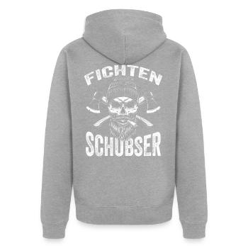 Fichten Schubser Baumfällen Kettensäge - Unisex Premium Bio Zip Hoodie - Grau meliert - Hinten - Nico (187cm)