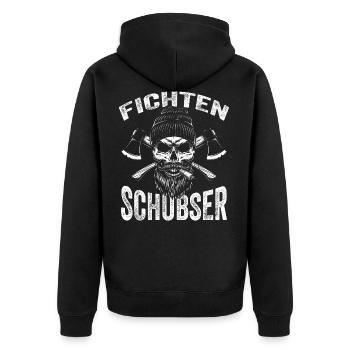 Fichten Schubser Baumfällen Kettensäge - Unisex Premium Bio Zip Hoodie - Schwarz - Hinten - Nico (187cm)