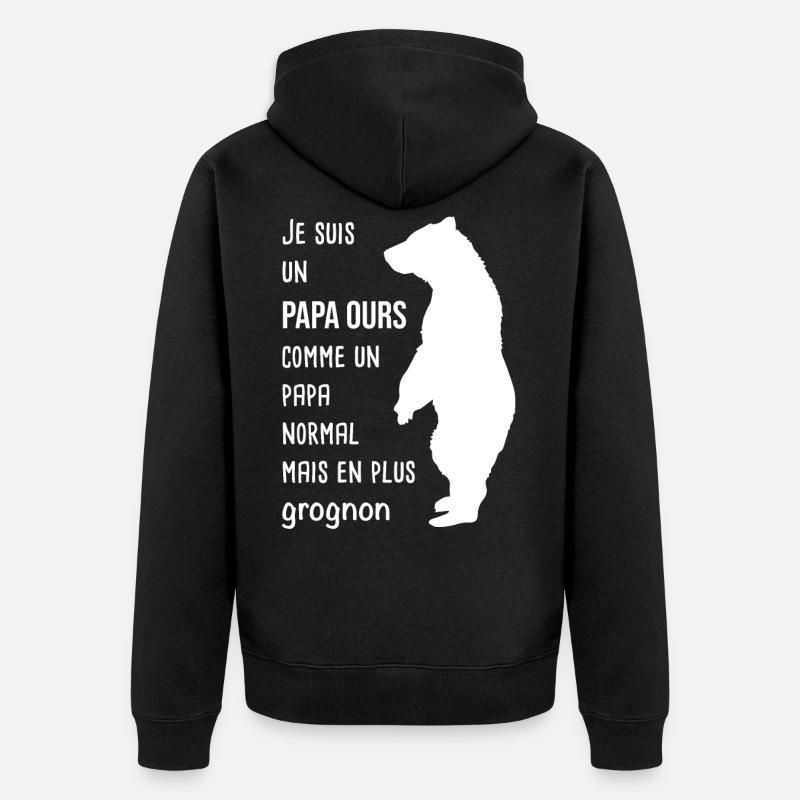 Papa grognon humour - Veste à capuche bio Premium Unisexe - noir