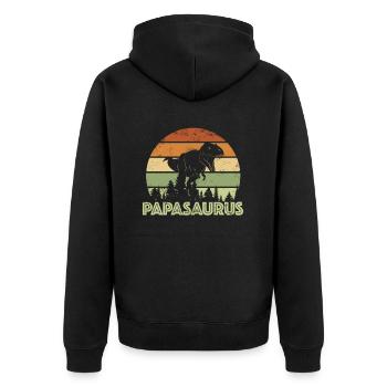 Papasaurus - Unisex Premium Bio Zip Hoodie - Schwarz - Hinten - Nico (187cm)