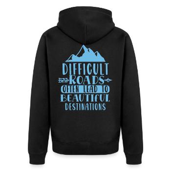 Inspirierender Motivierender Spruch Positiv Denken - Unisex Premium Bio Zip Hoodie - Schwarz - Hinten - Nico (187cm)