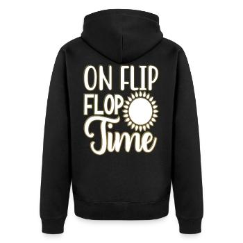 Flip Flops Sommer Warm Urlaub Strand Sonne Meer - Unisex Premium Bio Zip Hoodie - Schwarz - Hinten - Nico (187cm)