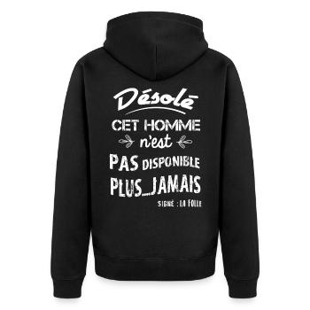 désolé homme déjà pris - Veste à capuche bio Premium Unisexe - noir - Dos - Nico (187cm)