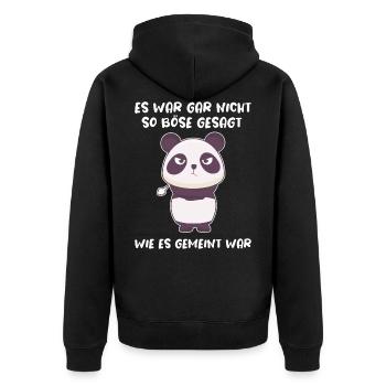 Böser Panda-Bär Sarkasmus Ironie Spruch - Unisex Premium Bio Zip Hoodie - Schwarz - Hinten - Nico (187cm)