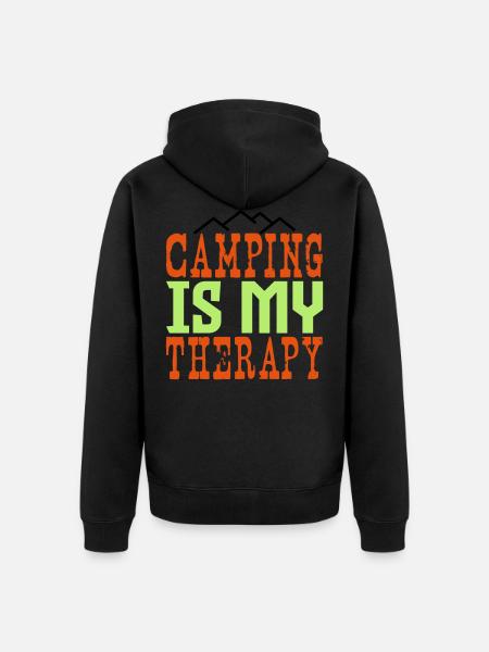 Camping is my therapy - Unisex Premium Organic Zip Hoodie - black