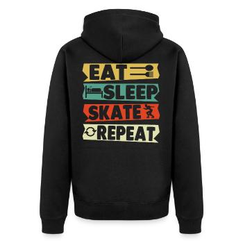 Roller skates 70s gift - Unisex Premium Organic Zip Hoodie - black - Back - Nico (187cm)