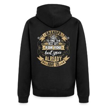 grandpa we are the best gift #grandchildren - Unisex Premium Bio Zip Hoodie - Schwarz - Hinten - Nico (187cm)