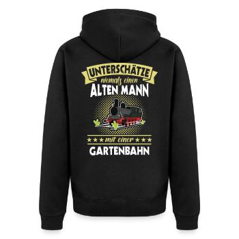 Gartenbahn Eisenbahn Garten Gartenbahner - Unisex Premium Bio Zip Hoodie - Schwarz - Hinten - Nico (187cm)