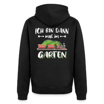 Gartenbahn Eisenbahn Garten Modellbahn Spur G - Unisex Premium Bio Zip Hoodie - Schwarz - Hinten - Nico (187cm)