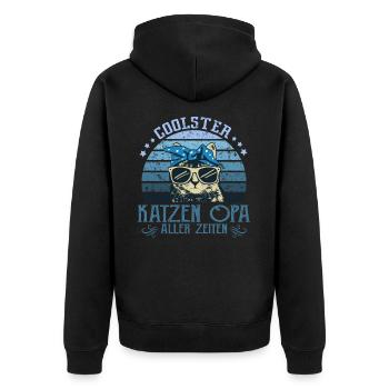 Coolster Katzen Opa aller Zeiten - Unisex Premium Bio Zip Hoodie - Schwarz - Hinten - Nico (187cm)