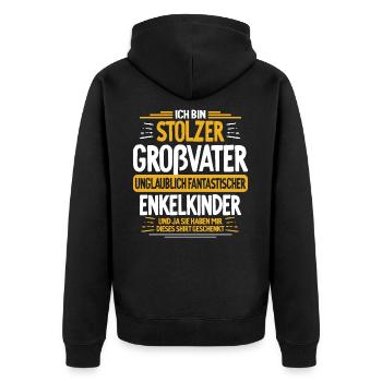 Ich bin stolzer Großvater unglaublicher Enkel - Unisex Premium Bio Zip Hoodie - Schwarz - Hinten - Nico (187cm)