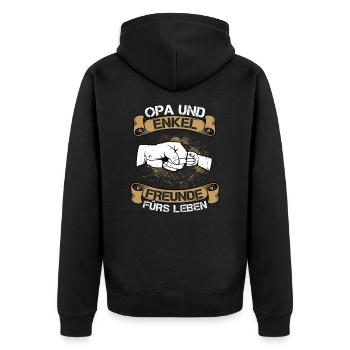 Opa & Enkel Freunde fürs Leben - Unisex Premium Bio Zip Hoodie - Schwarz - Hinten - Nico (187cm)