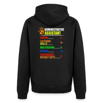 Administrative Assistant Certificate Funny Gift - Unisex Premium Organic Zip Hoodie - black - Back - Nico (187cm)