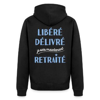 personnalisé pour retraite - Veste à capuche bio Premium Unisexe - noir - Dos - Nico (187cm)