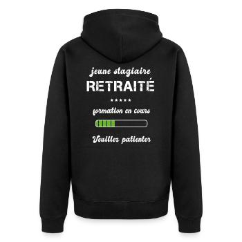Retraite veuillez patienter - Veste à capuche bio Premium Unisexe - noir - Dos - Nico (187cm)